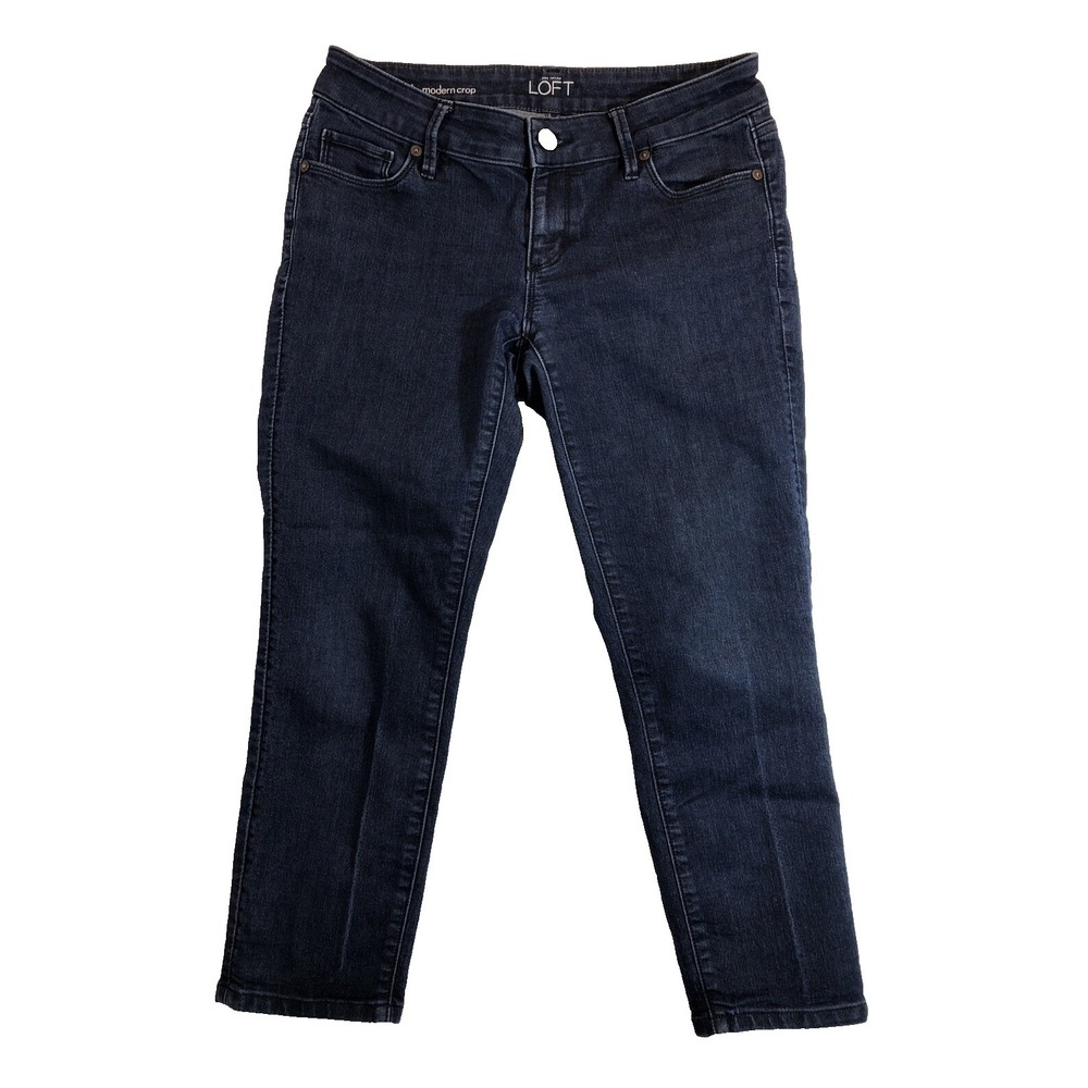 Ann Taylor Loft Jeans Women's Size 27/4 Denim Dark Blue Modern Crop Low Rise - Picture 1 of 13
